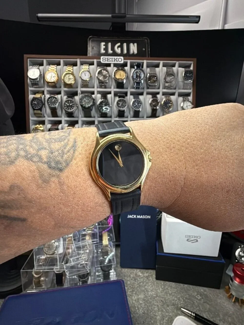 Movado Museum Classic 35mm Gold Tone Black Dial Swiss Quartz 87D1863